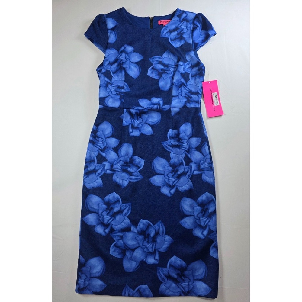 Betsy Johnson Blue Floral Print Sheath Dress Size 6